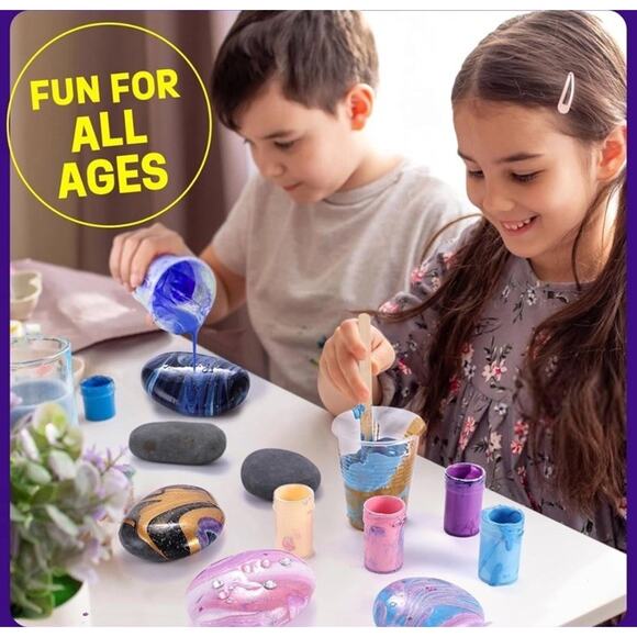 2 in 1 Rock Painting Art Kit - Glow in The Dark Pouring Rock Kit Kids Craft Gift - Picture 8 of 10